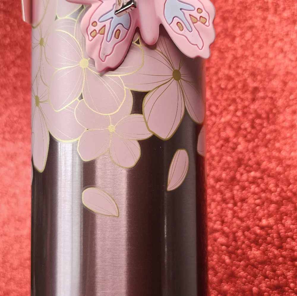 Starbucks stainless Japanese cherry blossom butterfly Sakura Flower tumbler New - Picture 3 of 5